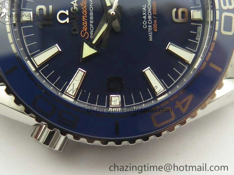 0428 Planet Ocean 2016 43.5mm SS Blue Bezel OM 1:1 Best Edition Blue Dial on SS Bracelet A8900 V WellDesigned 8029